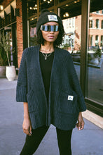 Load image into Gallery viewer, CHARCOAL CHUNKY CUFF SLEEVE CARDI
