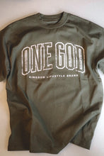 Load image into Gallery viewer, MENS VARSITY ONE GOD TEE IN OLIVE
